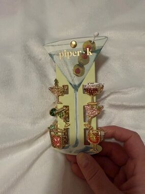 piper•k Cocktail Jeweled Hair Cip Set - Pink, Gold, Green